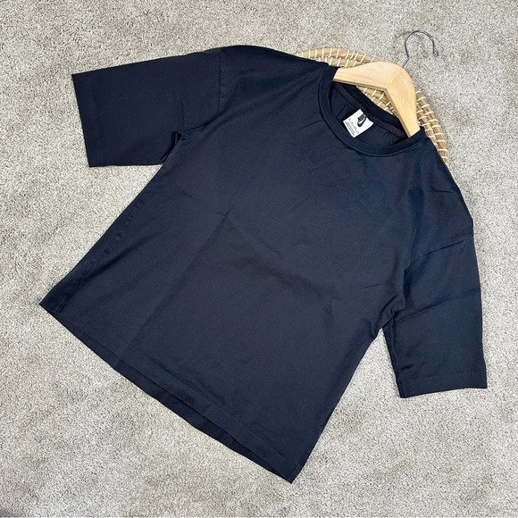 Nike Women’s Short Sleeve Cotton Shirt Top Crewneck in Black XS - Picture 1 of 14